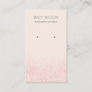 Shiny Blush Pink Glitter Texture Earring Display Business Card