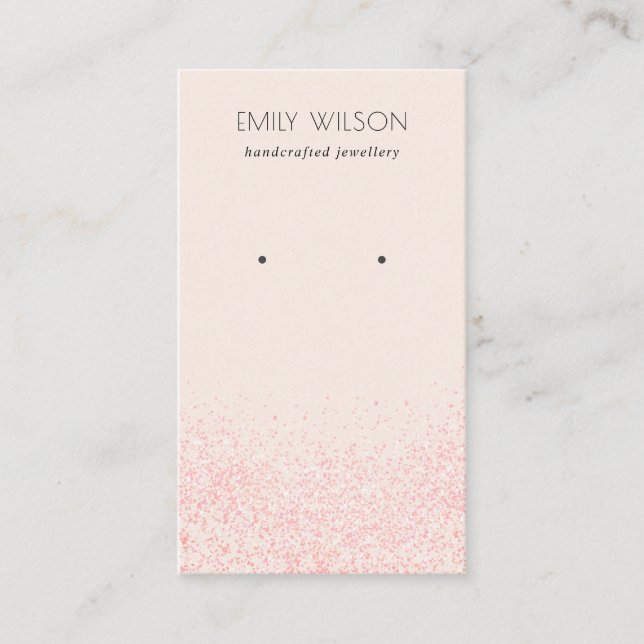 Shiny Blush Pink Glitter Texture Earring Display Business Card (Front)