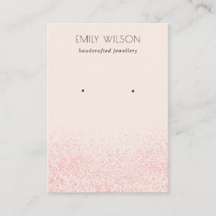 Shiny Blush Pink Glitter Texture Earring Display Business Card