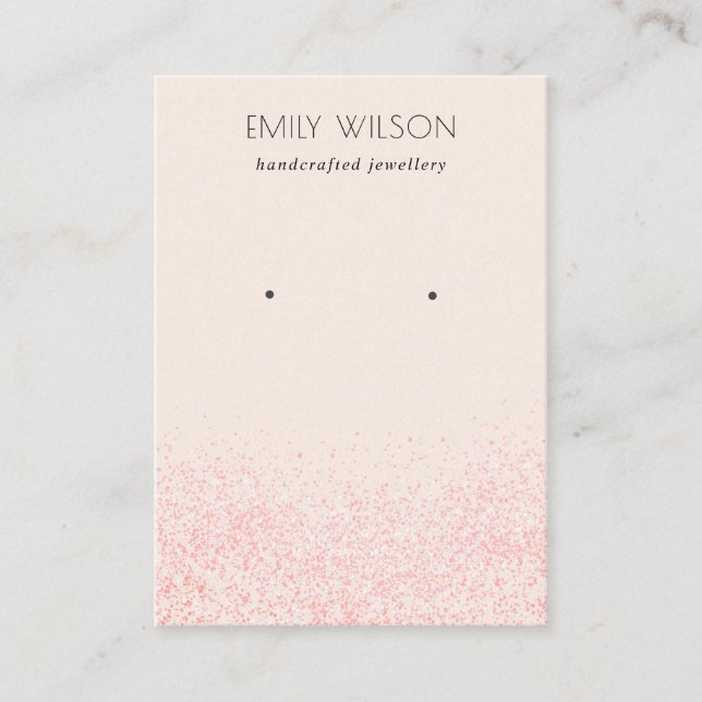 Shiny Blush Pink Glitter Texture Earring Display Business Card (Front)