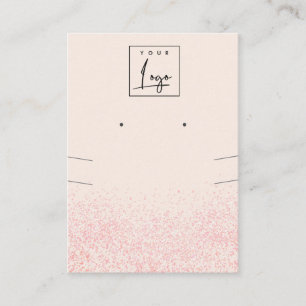 Shiny Blush Pink Glitter Texture Earring Necklace Business Card