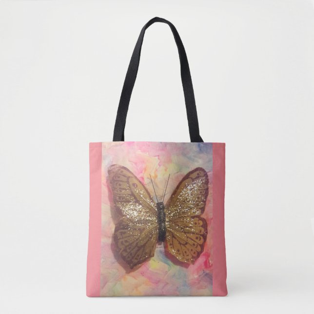 shiny bronze butterfly tote (Front)