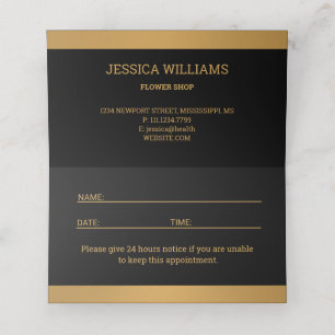 Shiny Bronze Flower Monstera Leaves on black Appo Appointment Card