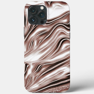 Shiny brown long wavy traces on white background   iPhone 13 pro max case