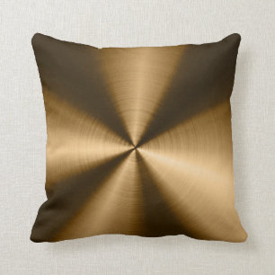 Shiny Brown Metallic Stainless Steel Look Throw Pillow