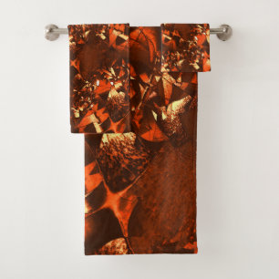 Shiny brownish coral, and embossed bath towel set