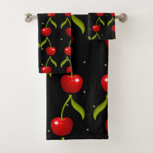 Shiny Cherries Pattern Bath Towel Set