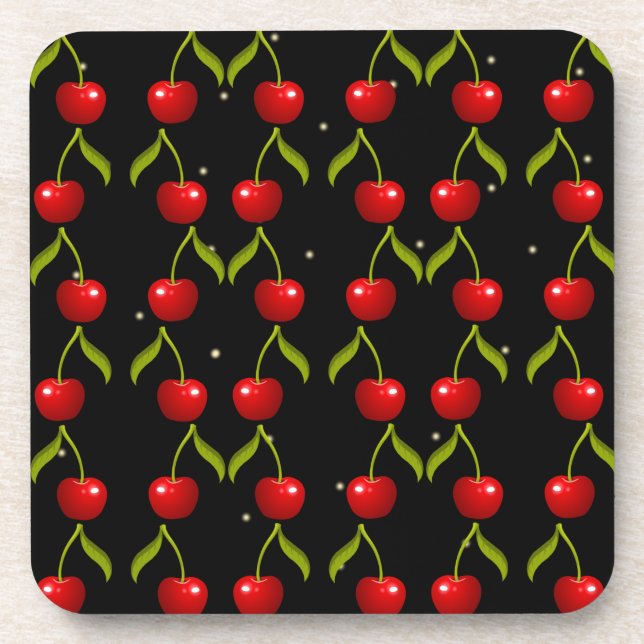 Shiny Cherries Pattern Coaster (Front)