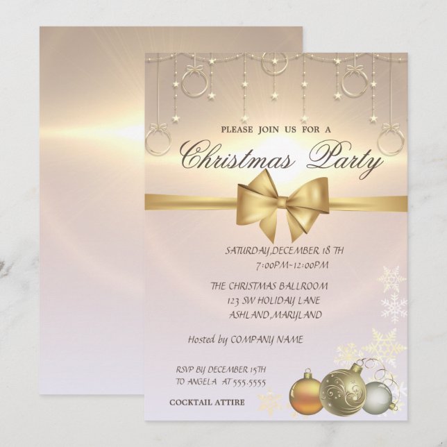 Shiny Christmas Balls, Corporate Christmas Party Invitation (Front/Back)