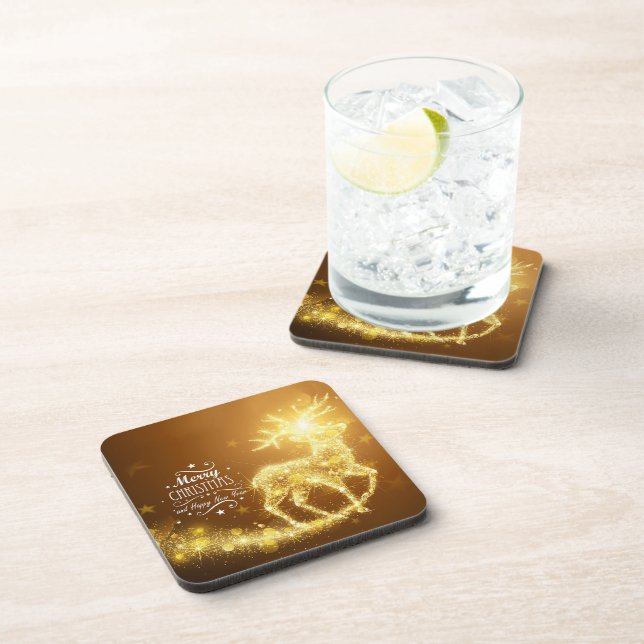 Shiny Christmas Deer Beverage Coaster (Right Side)