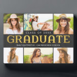 Shiny Collage Graduation Keepsake Desktop Plaque<br><div class="desc">Great keepsake to remember this special milestone in your grad&#39;s life. Background colour can be customized online! More colours and matching stationery are available at <a href="http://zazzle.com/berryberrysweet*">Berry Berry Sweet</a>.</div>
