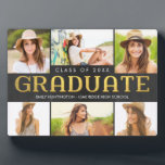 Shiny Collage Graduation Keepsake Desktop Plaque<br><div class="desc">Great keepsake to remember this special milestone in your grad's life. Background colour can be customized online! More colours and matching stationery are available at <a href="http://zazzle.com/berryberrysweet*">Berry Berry Sweet</a>.</div>