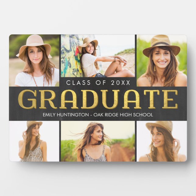 Shiny Collage Graduation Keepsake Desktop Plaque (Front)