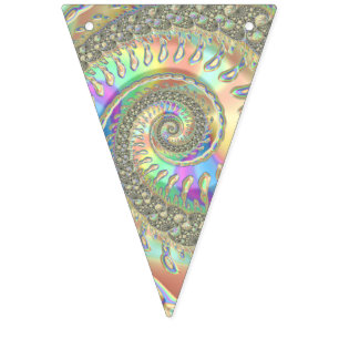 Shiny Colourful Spiral Fractal Digital Abstract Ar Bunting Flags