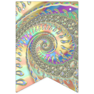 Shiny Colourful Spiral Fractal Digital Abstract Ar Bunting Flags