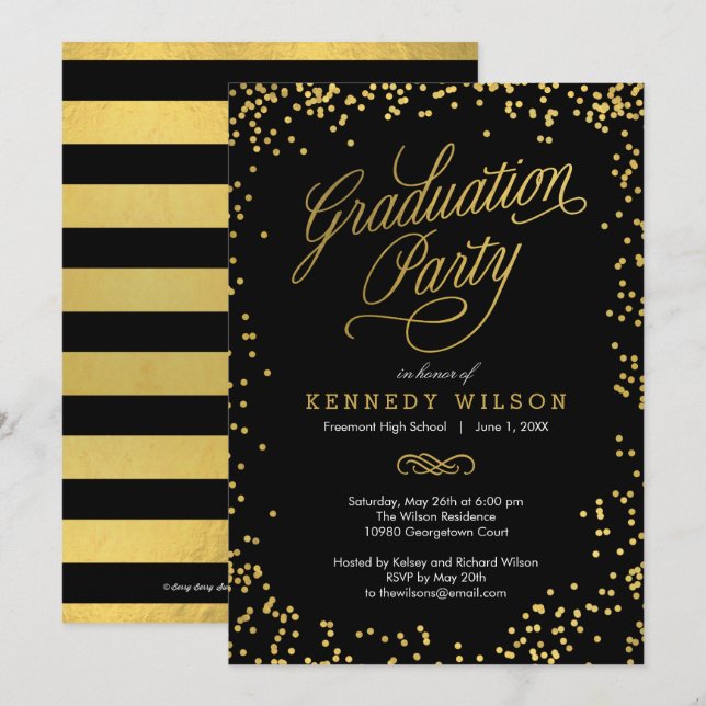 Shiny Confetti EDITABLE COLOR Graduation Party Invitation (Front/Back)