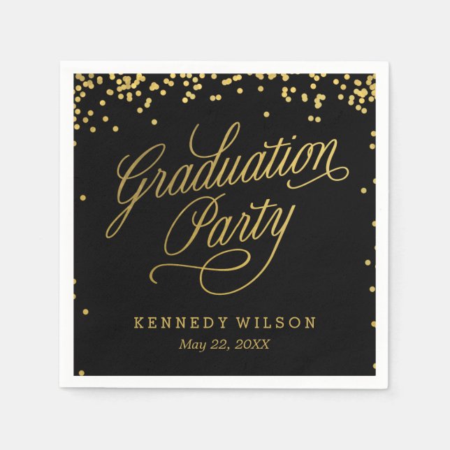 Shiny Confetti Editable Colour Graduation Napkins (Front)