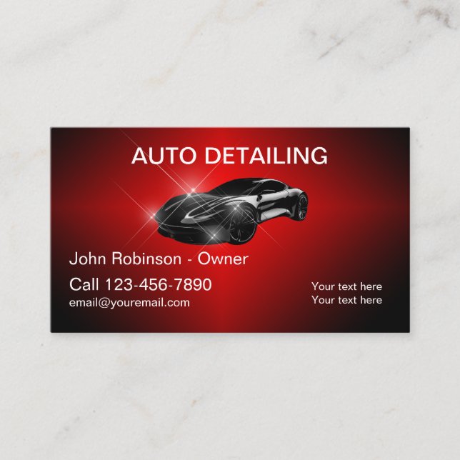 Shiny Cool Auto Detailing Modern Business Cards (Front)