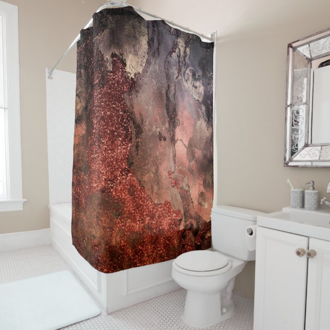 Shiny Copper Gold Glitter Ink Emerald Marble (In Situ)