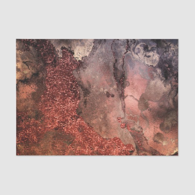 Shiny Copper Gold Glitter Ink Emerald Marble Tissue Paper (Front)