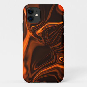 Shiny coral curved undulations over dark fund  iPhone 11 case