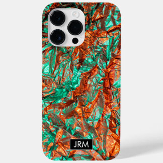 Shiny Crumpled Foil Iridescent Custom Monogram Case-Mate iPhone 14 Pro Max Case