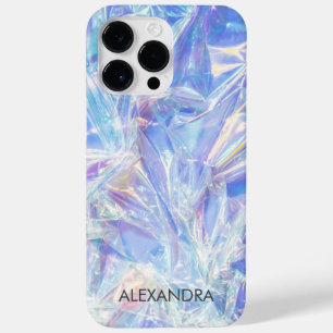 Shiny Crumpled Foil Iridescent Wrap Custom Name Case-Mate iPhone 14 Pro Max Case