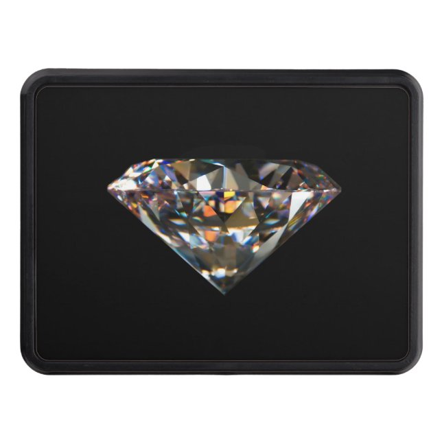Shiny Diamond Carat Gems Jewel Black Background Trailer Hitch Cover (Front)