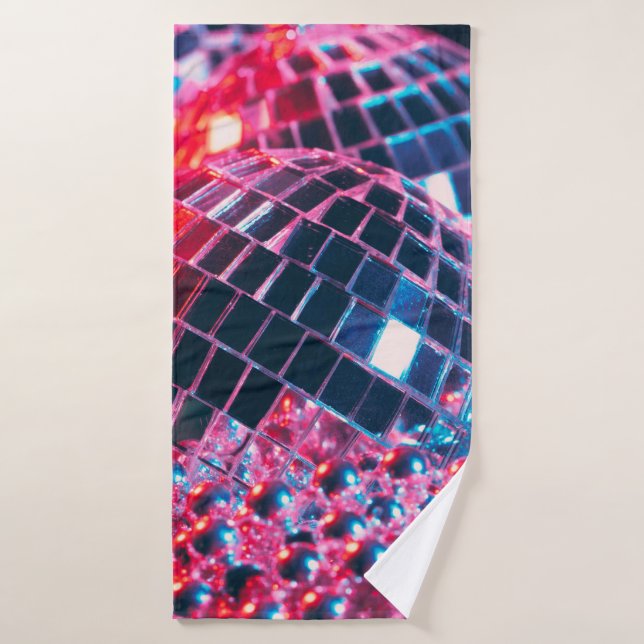 Shiny disco party background with mirror balls ref bath towel (Bath Towel)