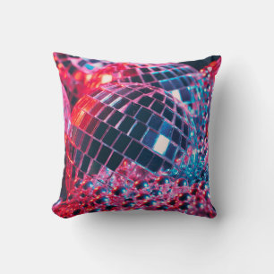 Shiny disco party background with mirror balls ref throw pillow