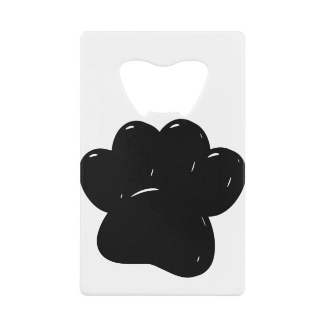 Shiny Dog Paw Print Drawing Credit Card Bottle Opener (Front)