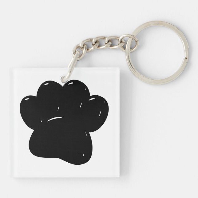 Shiny Dog Paw Print Drawing Keychain (Back)