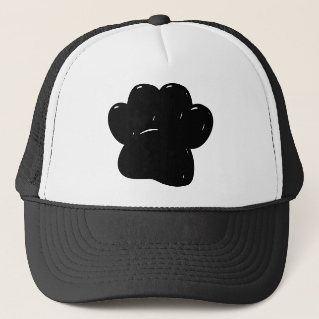 Shiny Dog Paw Print Drawing Trucker Hat (Front)