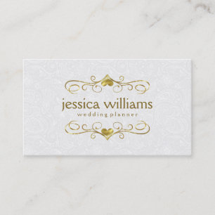 Shiny Floral Frame With Heart With White Business Card
