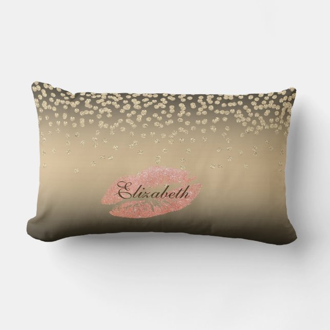 Shiny Foil Confetty Or Diamond ,Lips-Personalized Lumbar Pillow (Front)