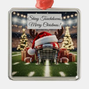 Shiny Football Christmas– Festive Sports Holiday  Metal Ornament