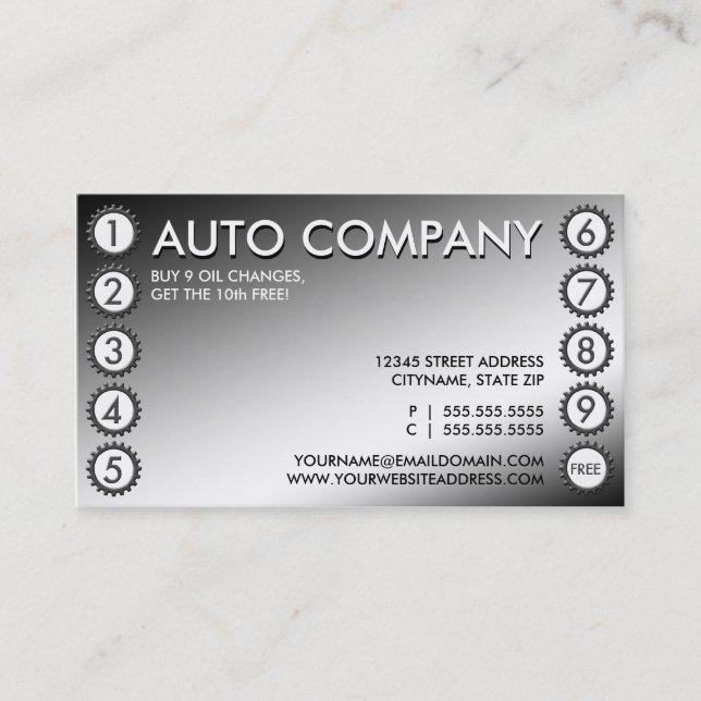 shiny gears punchcard loyalty card (Front)