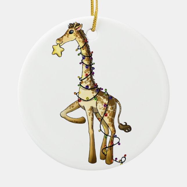 Shiny Giraffe Ceramic Ornament (Front)