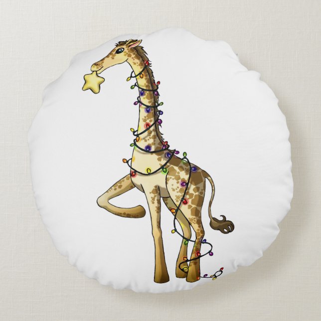 Shiny Giraffe Round Pillow (Back)