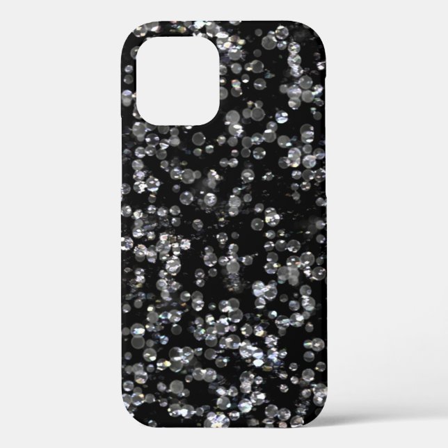 Shiny Glassy Bokeh Glitter Confetti and Black Case-Mate iPhone Case (Back)