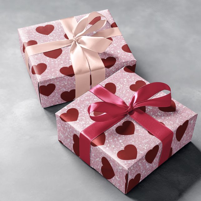 Shiny Glitter Heart Valentine Pattern Gift Wrap (Creator Uploaded)