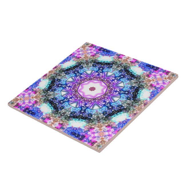shiny glowing floral geometric fractal mandala   tile (Side)