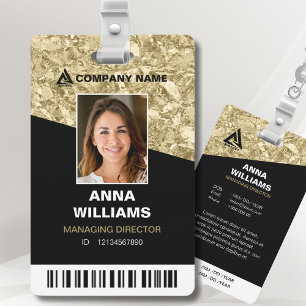 Shiny Gold and Black Employee Name ID Badge