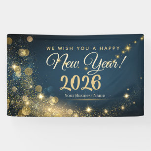 Shiny Gold and Blue Festive New Year Celebration Banner