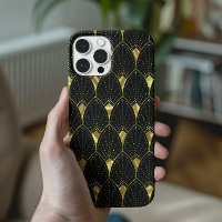 Shiny Gold Art Deco Pattern On Black Background