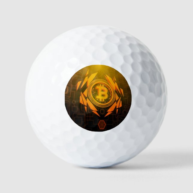 Shiny Gold Bitcoin Golf Balls (Front)