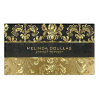 Shiny Gold & Black Floral Damasks Pattern GR2