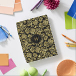 Shiny gold damasks over black background iPad smart cover<br><div class="desc">Elegant shiny gold vintage floral damasks over custom black background. Gold and black frame and customizable monogram. Shine is a digital illusion and not real shine.</div>