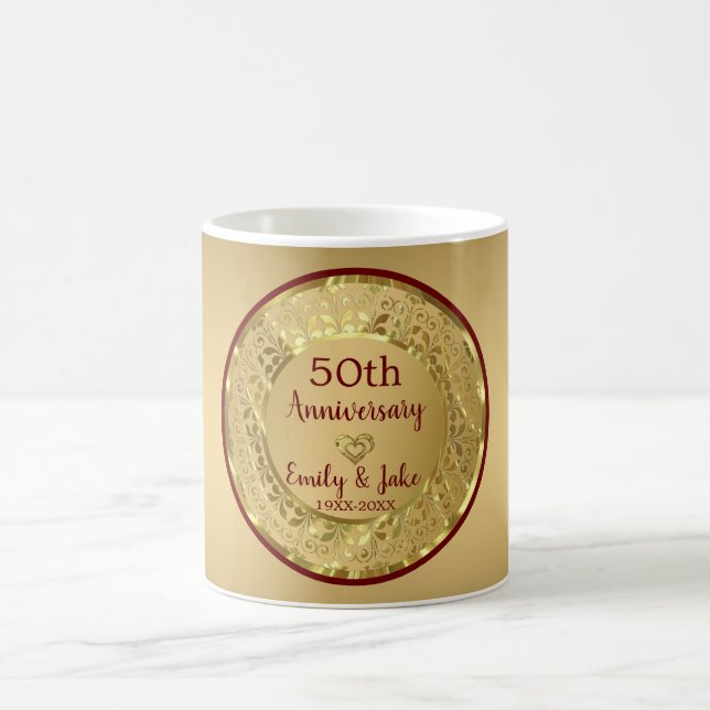 Shiny Gold Floral Damask Coffee Mug (Center)