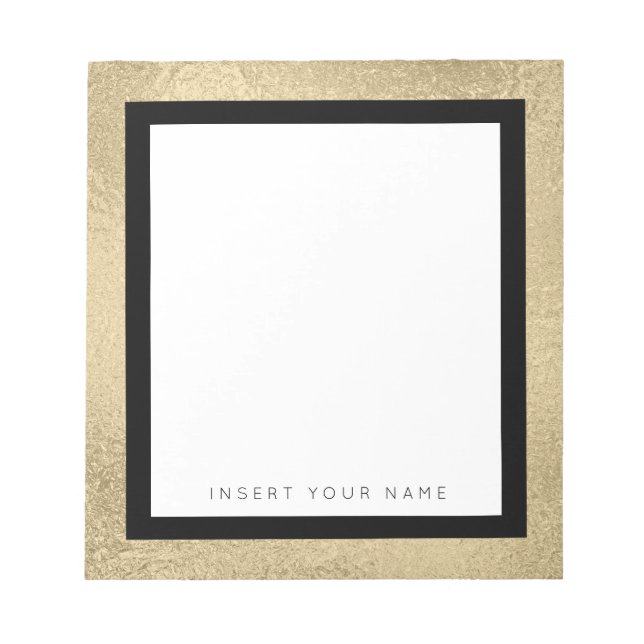 Shiny Gold Foil and Black Border Notepad 5.5" x 6" (Front)